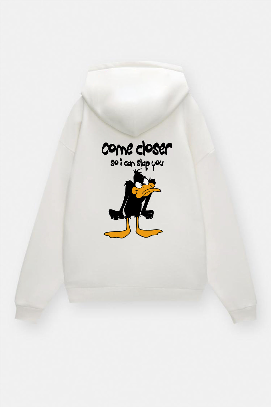 White -Slap- Printed Oversize Hoodie