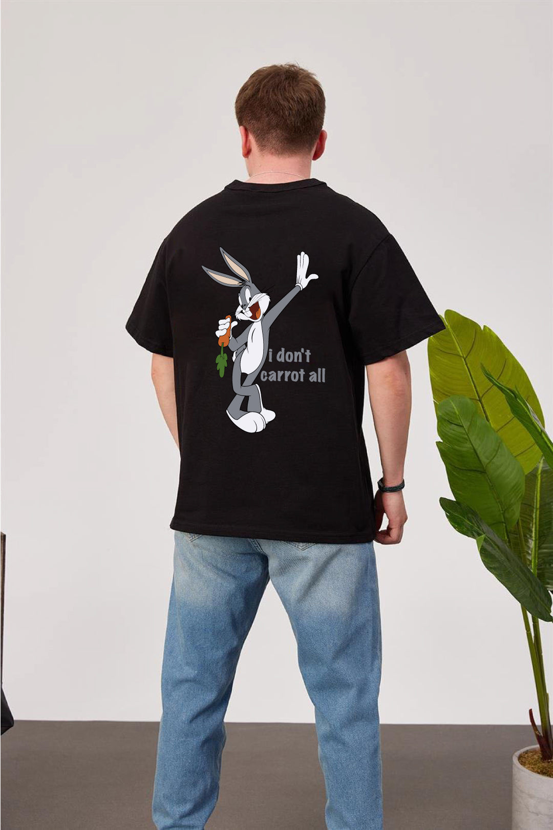 Black -Carrot- Printed Oversize T-Shirt