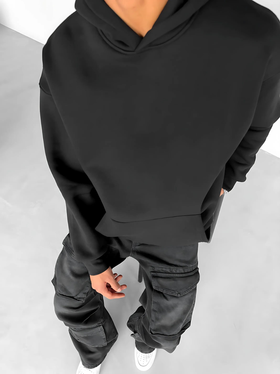 Black -forgive- Printed Oversize Hoodie