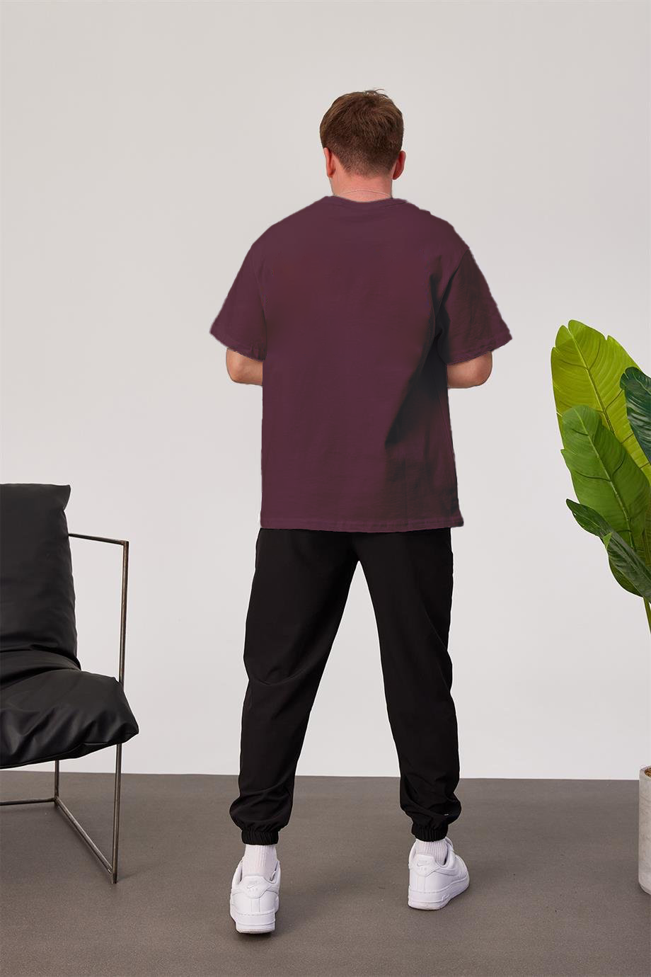 Burgundy Basic Oversize T-Shirt