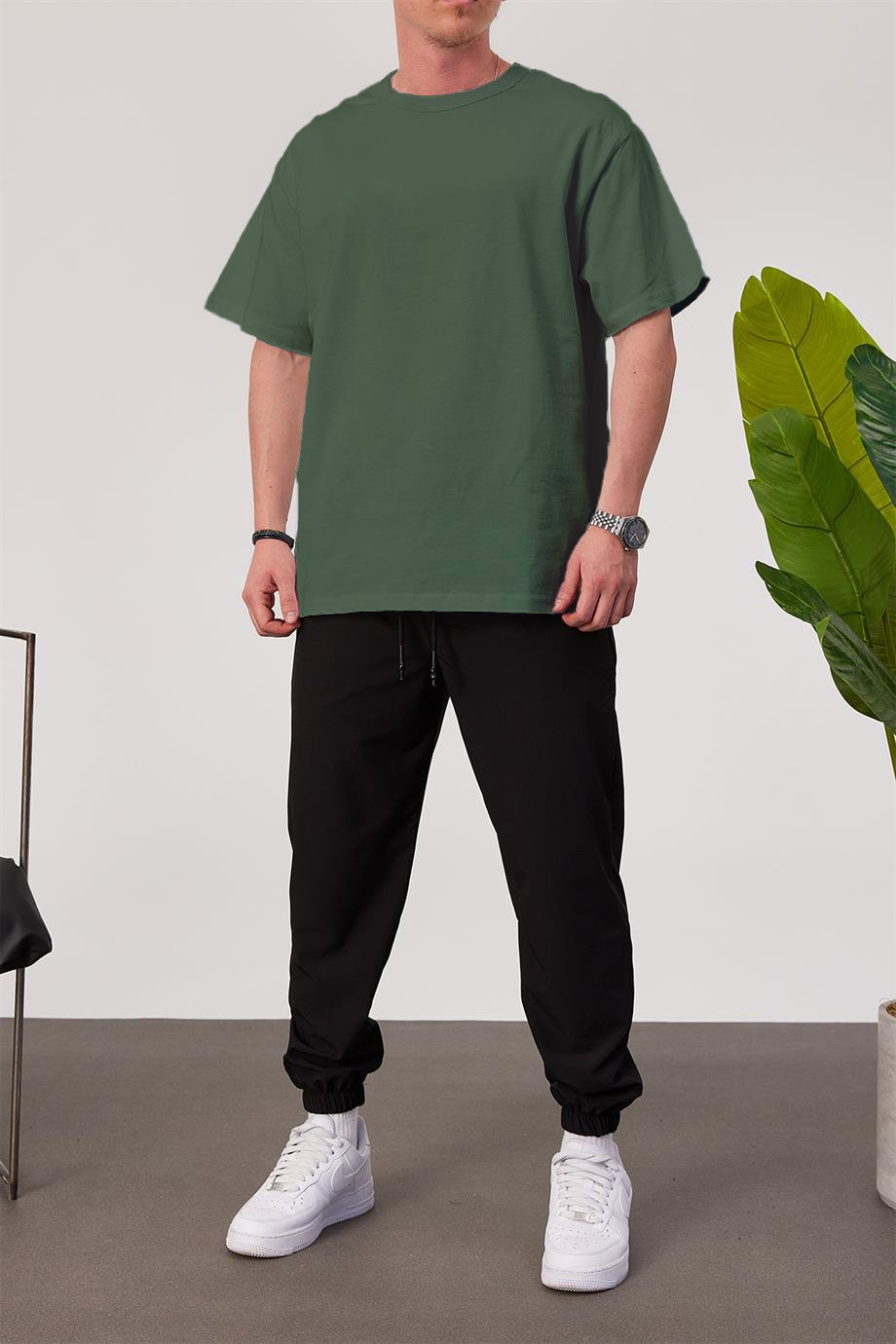 Olive Basic Oversize T-Shirt