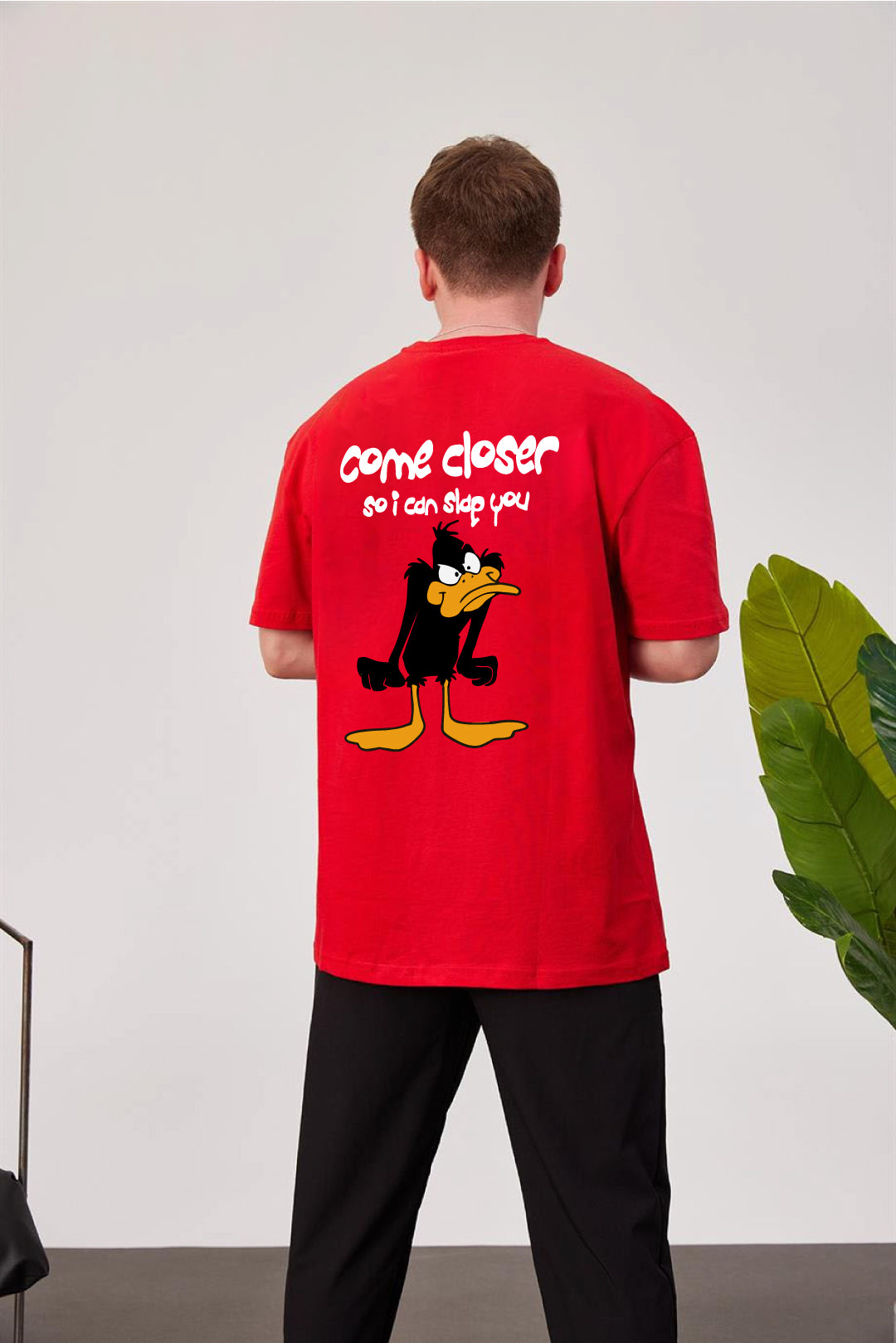 Red -Slap- Printed Oversize T-Shirt