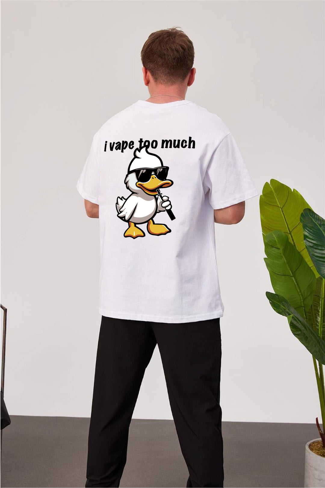 White -Vape- Printed Oversize T-Shirt