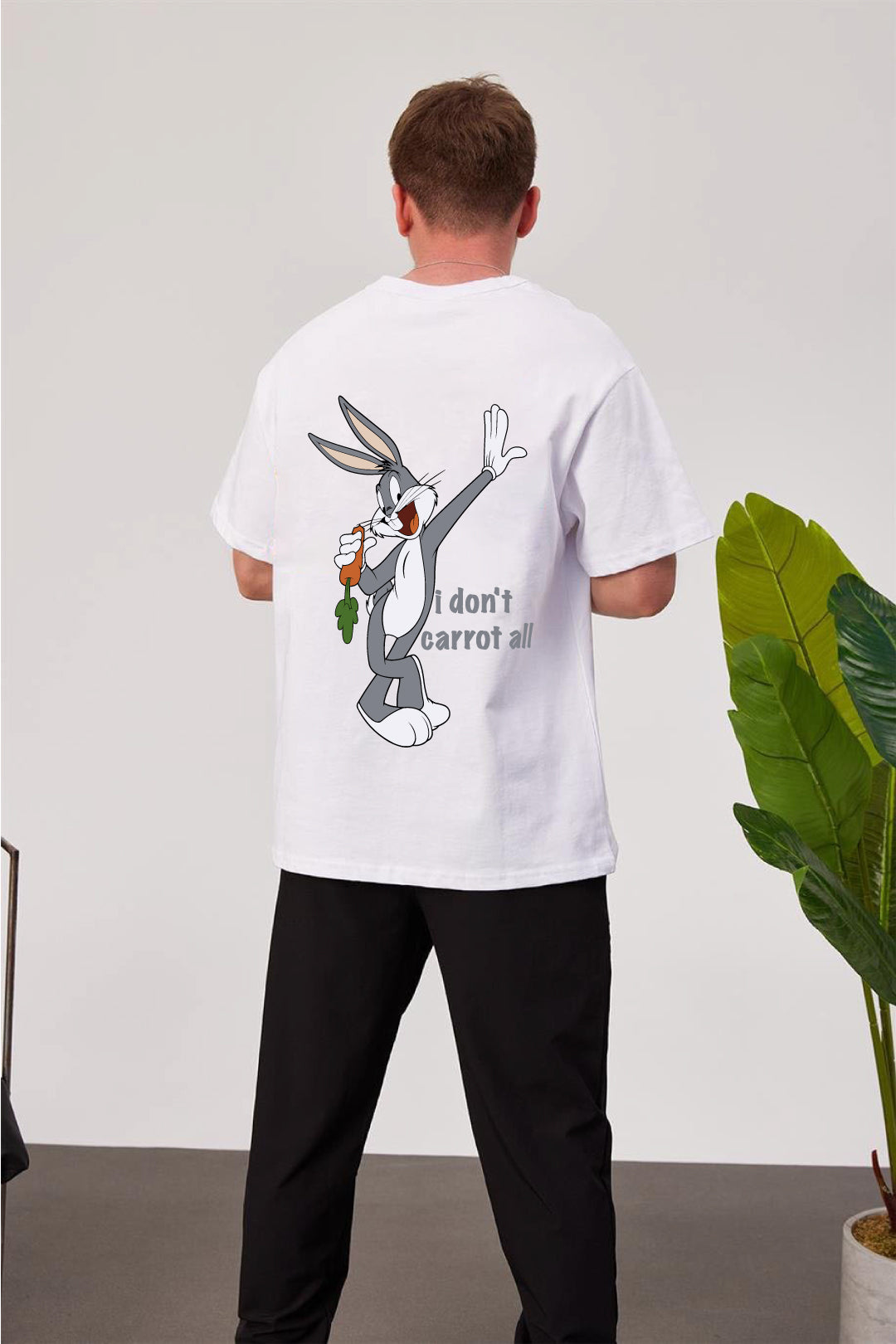 White -Carrot- Printed Oversize T-Shirt