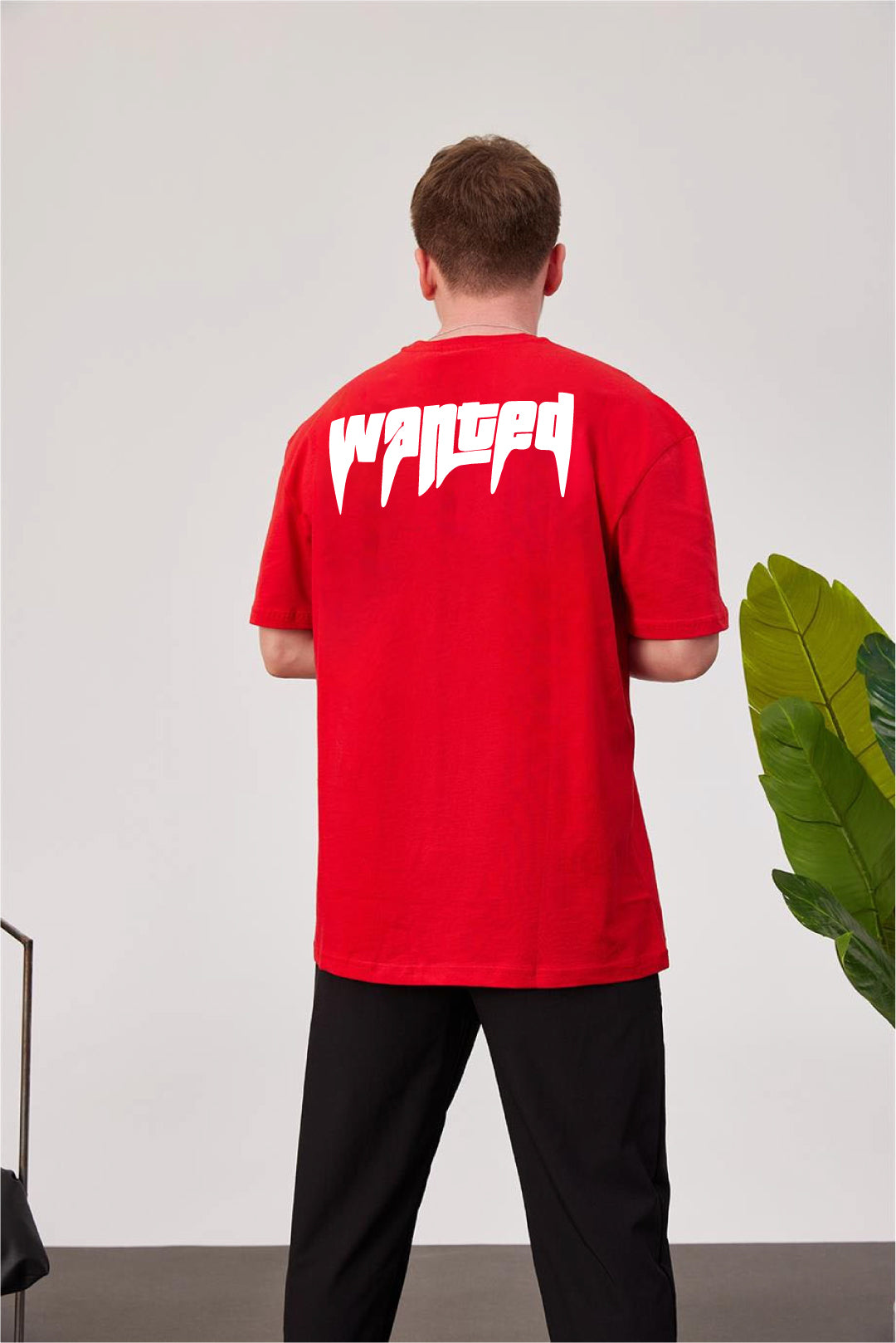 Red -Wanted- Printed Oversize T-Shirt