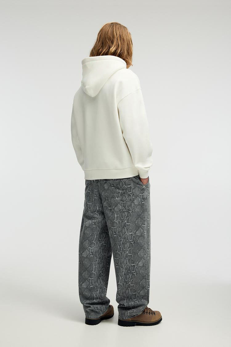 White -Get off- Printed Oversize Hoodie