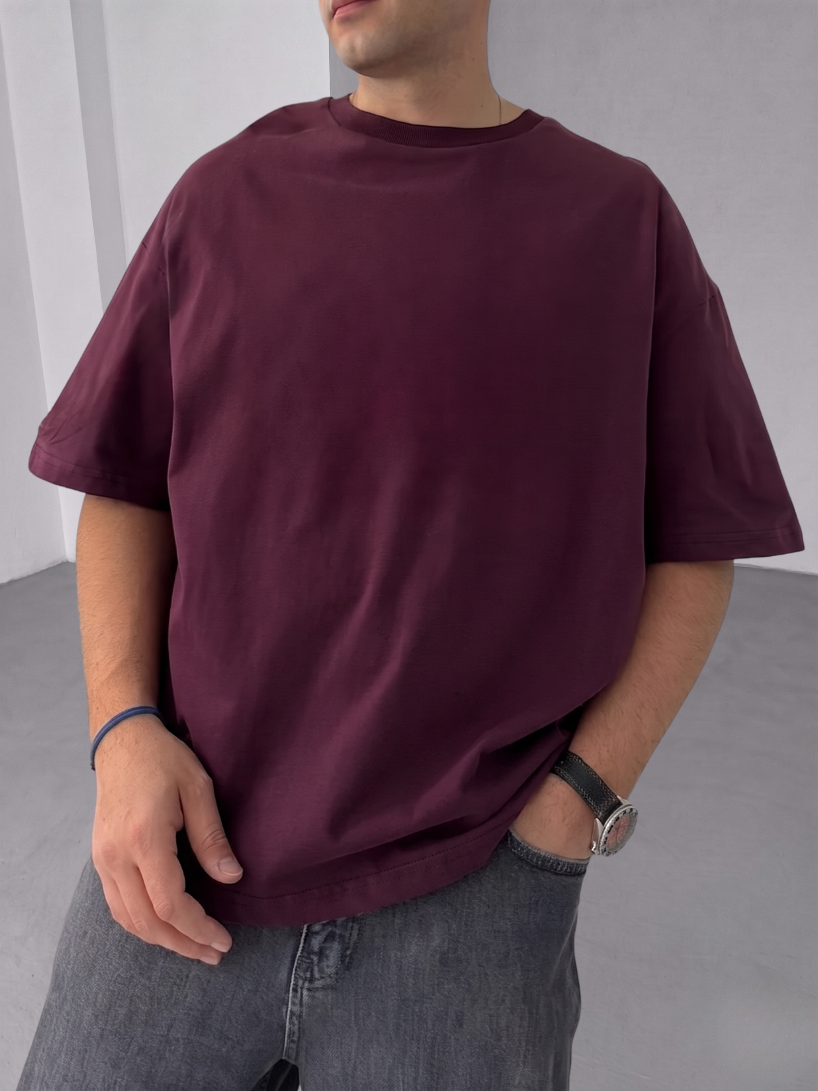 Premium Burgundy Basic Oversize T-Shirt