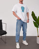 White -Sculpture- Printed Oversize T-Shirt