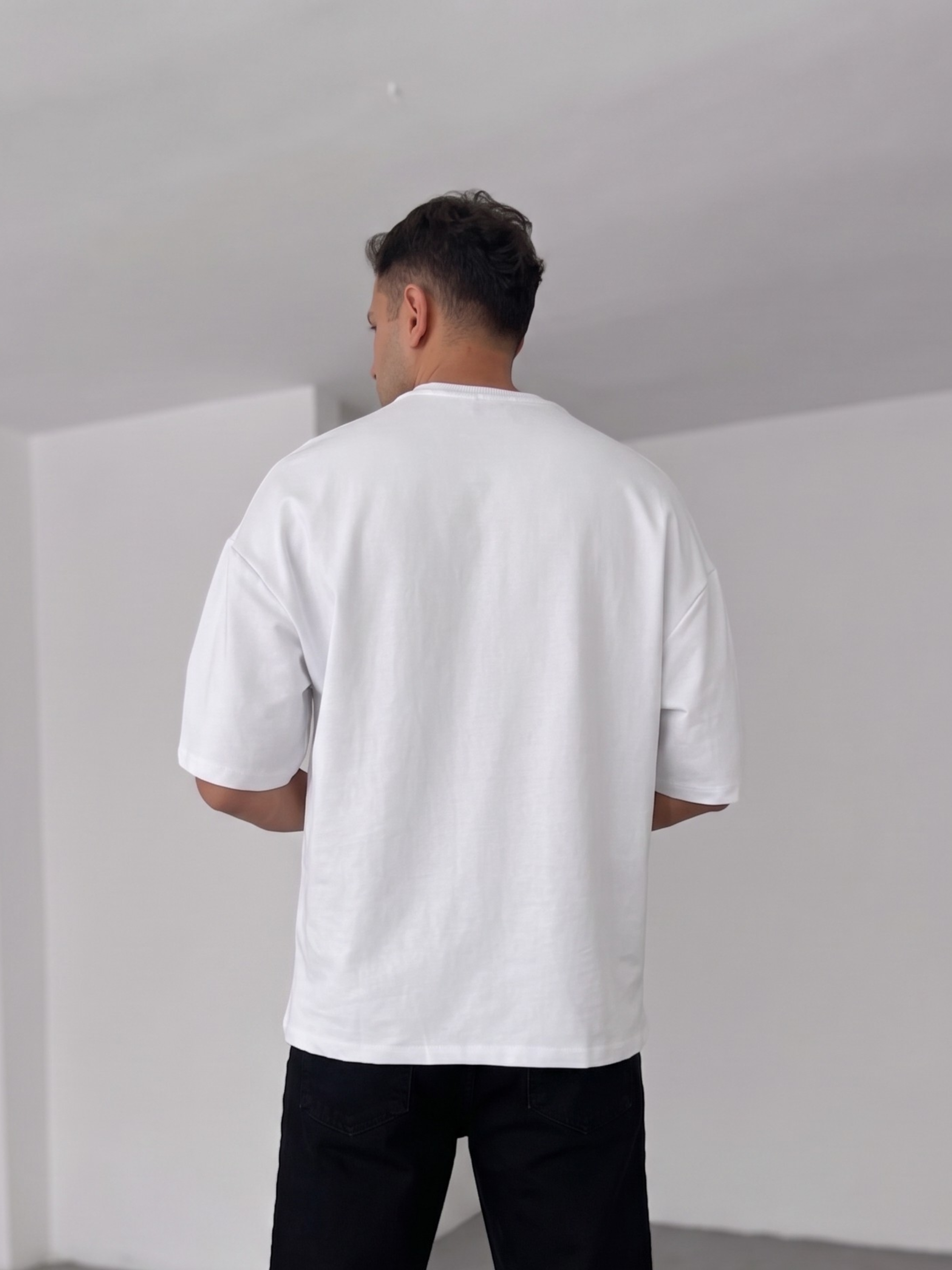 Premium White -Overthinking- Printed Oversize T-Shirt