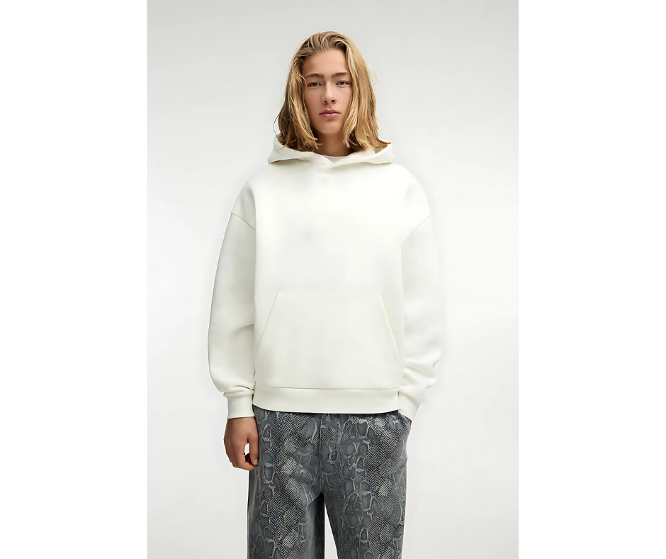 White -Slap- Printed Oversize Hoodie