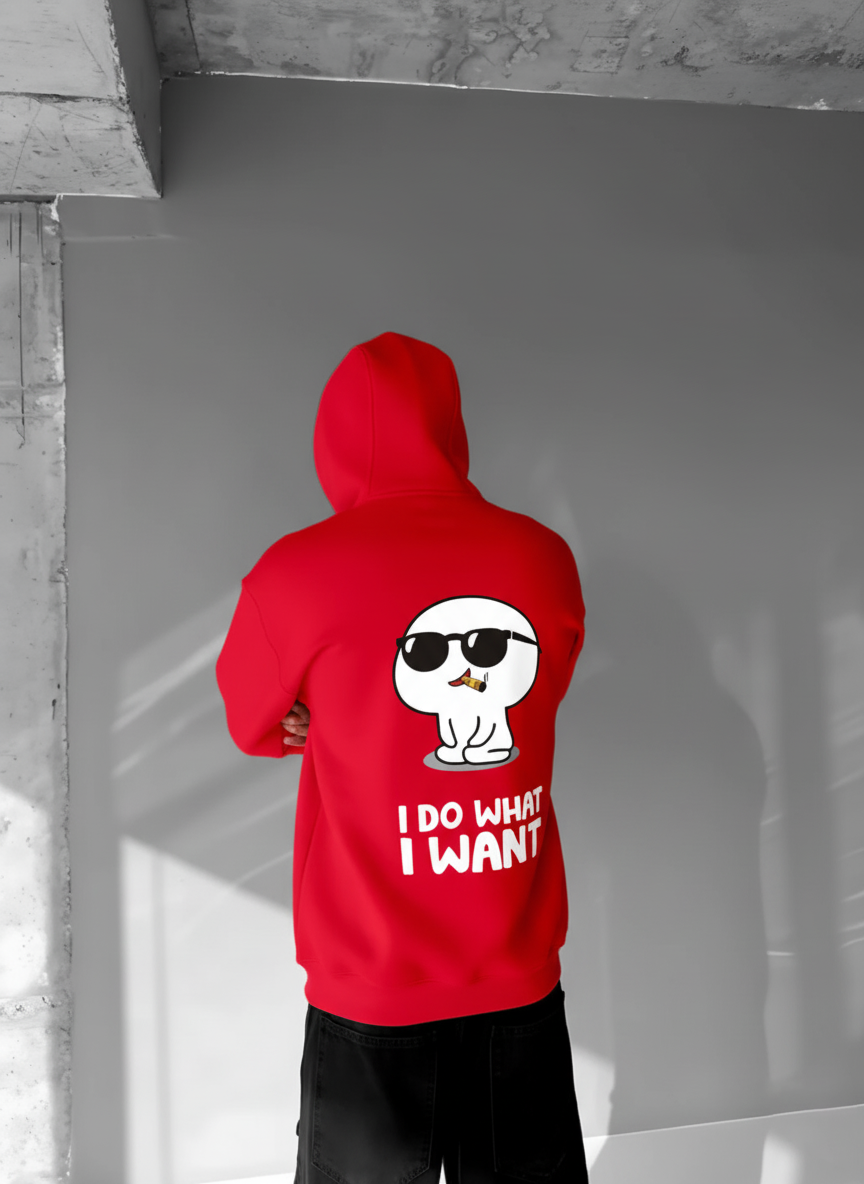Red -cool gang- Printed Oversize Hoodie