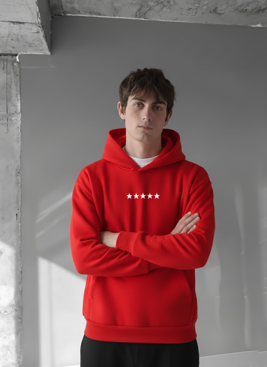 Red -wanted- Printed Oversize Hoodie