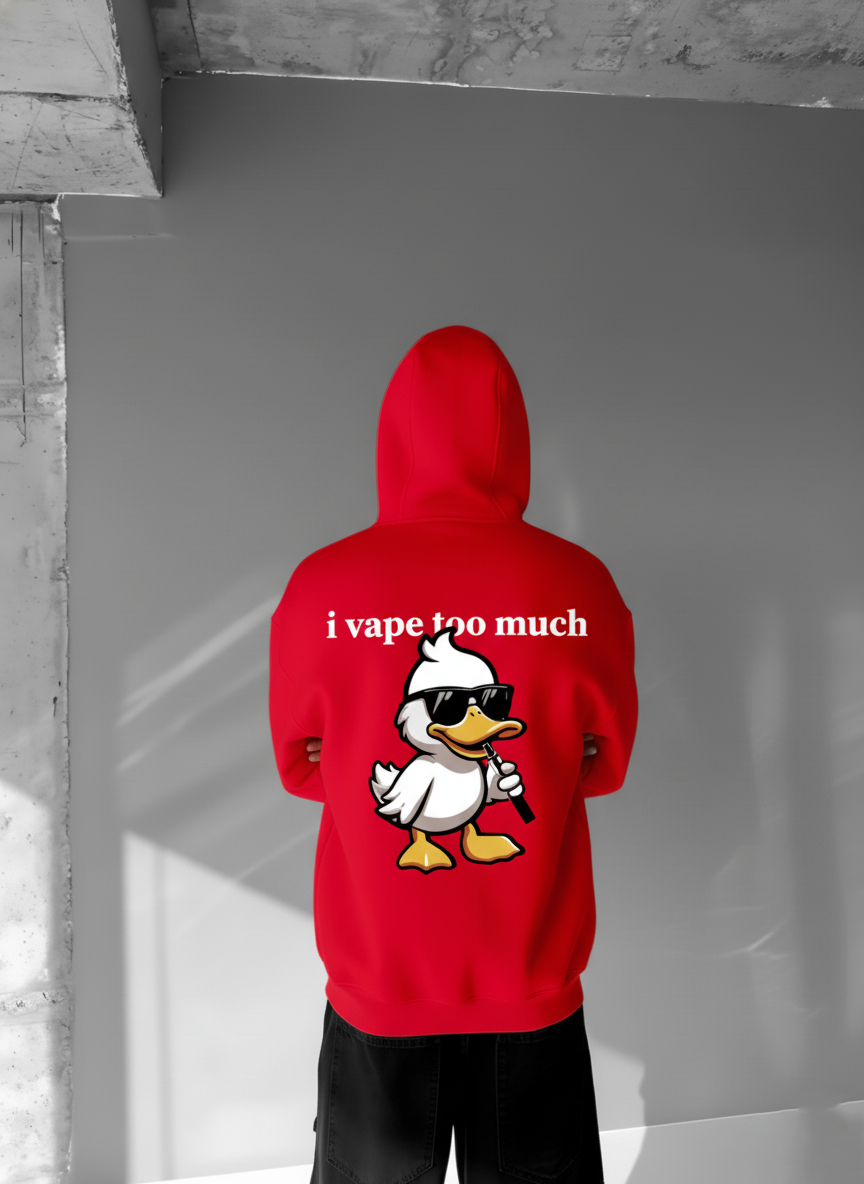 Red -Vape- Printed Oversize Hoodie
