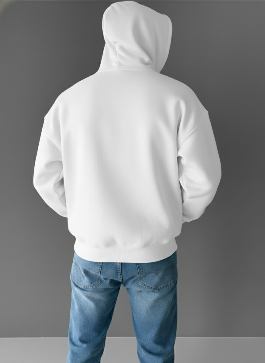 White -aladdin- Printed Oversize Hoodie