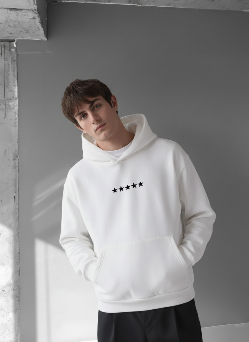 White -wanted- Printed Oversize Hoodie