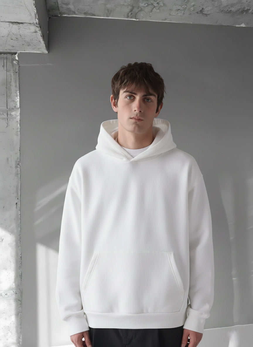 White -Slap- Printed Oversize Hoodie