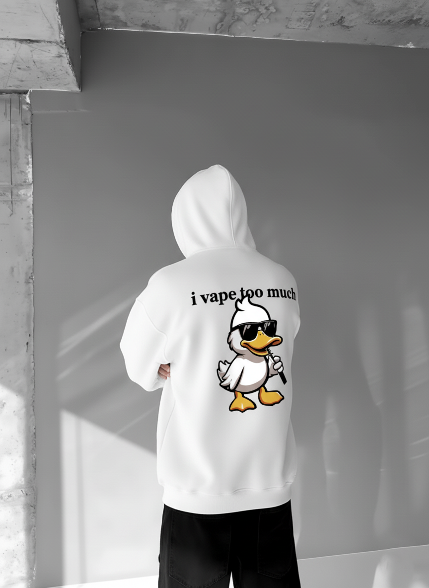 White-Vape- Printed Oversize Hoodie
