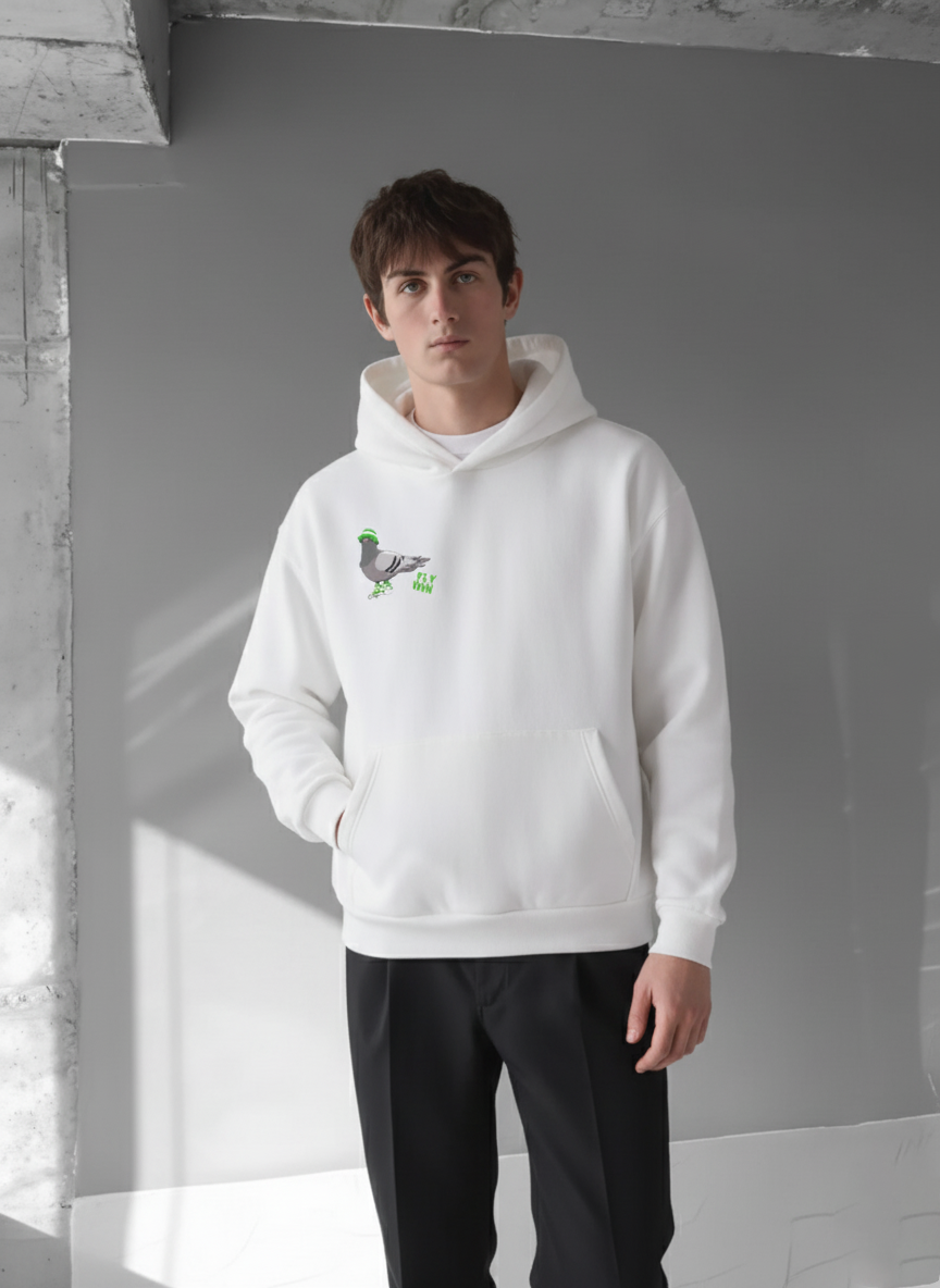 White-Fly Win- Printed Oversize Hoodie