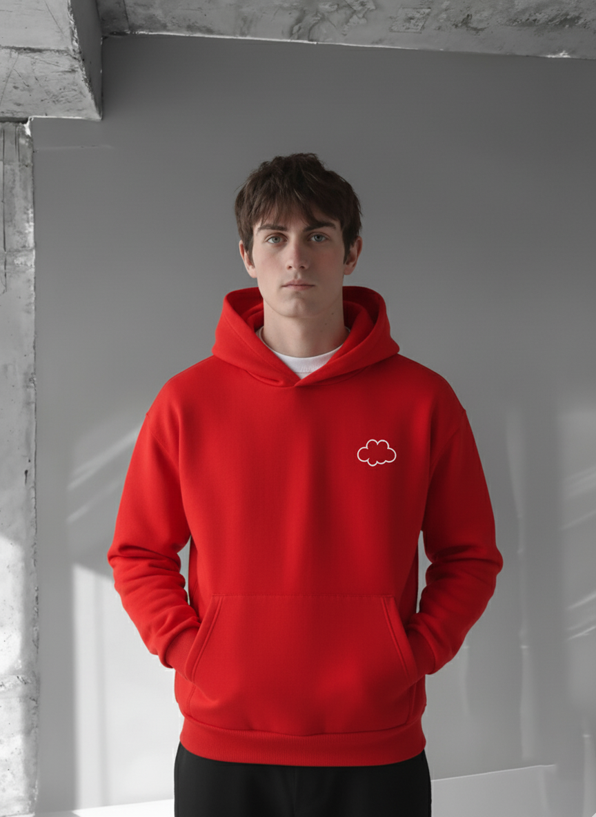 Red -cloud- Printed Oversize Hoodie