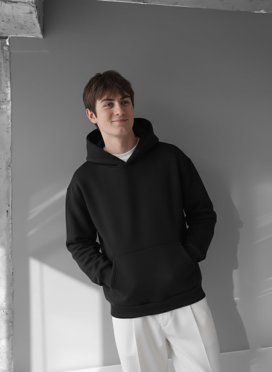 Black - No Peace- Printed Oversize Hoodie
