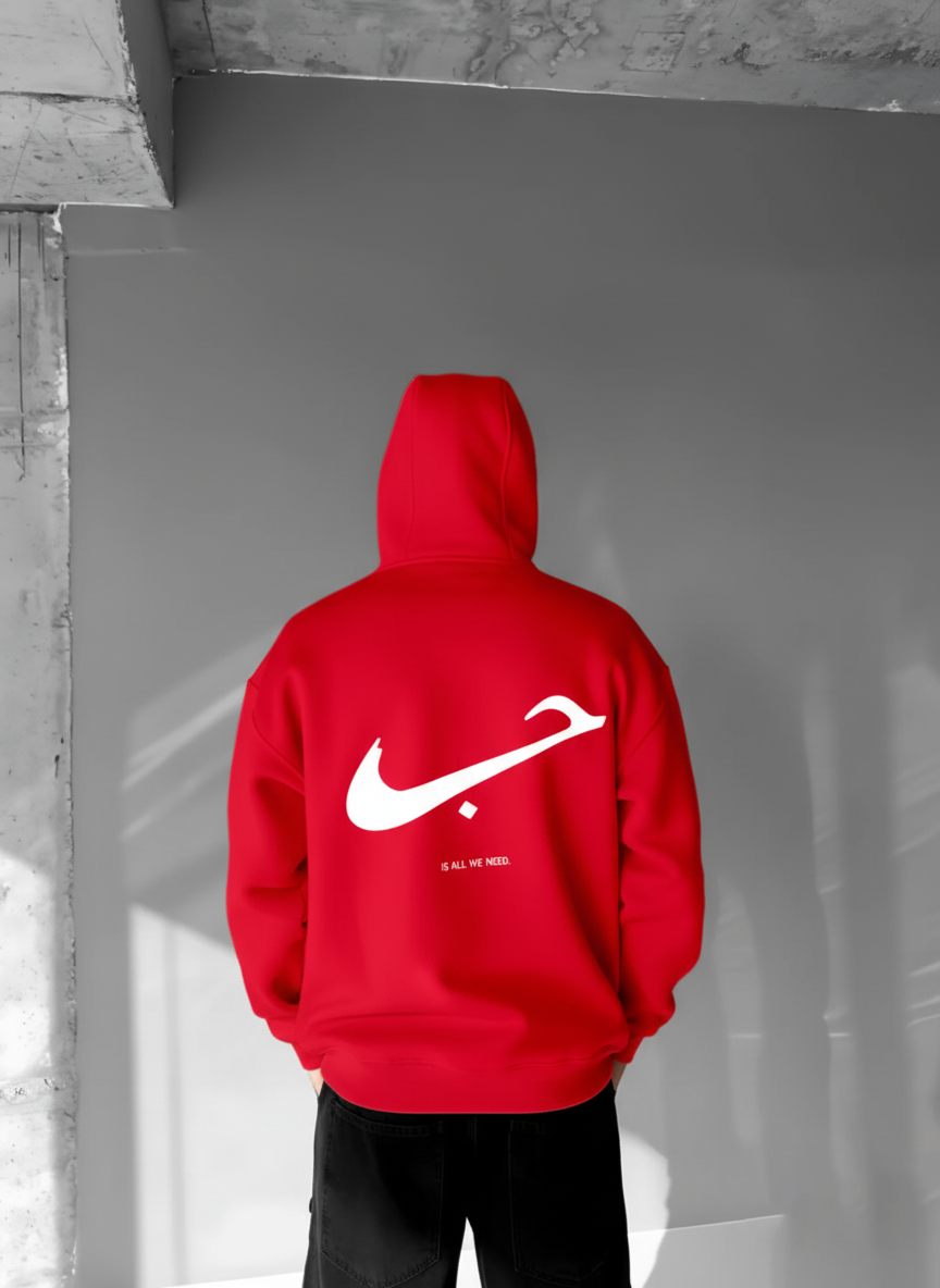 Red -hubb- Printed Oversize Hoodie