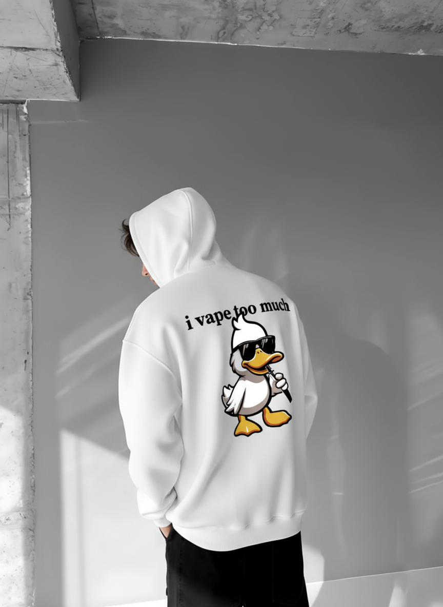 White-Vape- Printed Oversize Hoodie