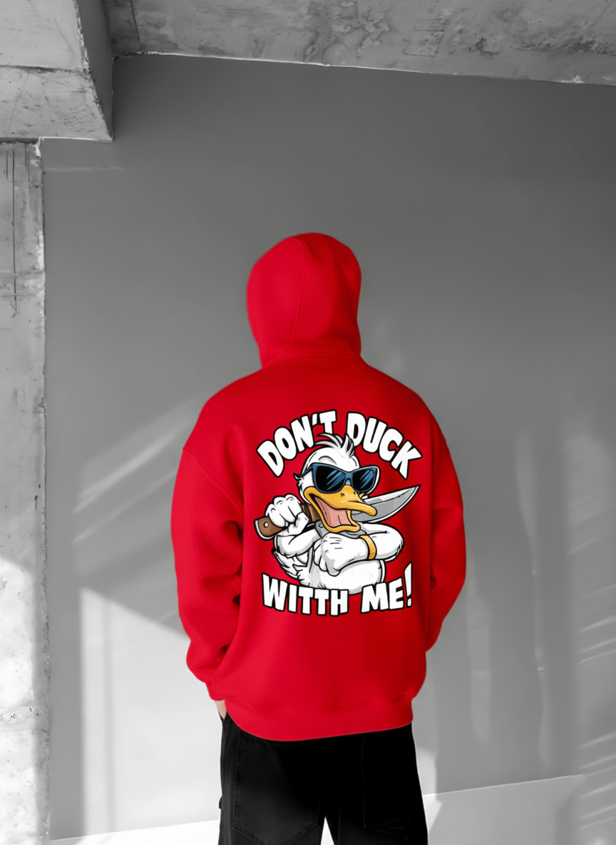 Red - Delinquent- Printed Oversize Hoodie