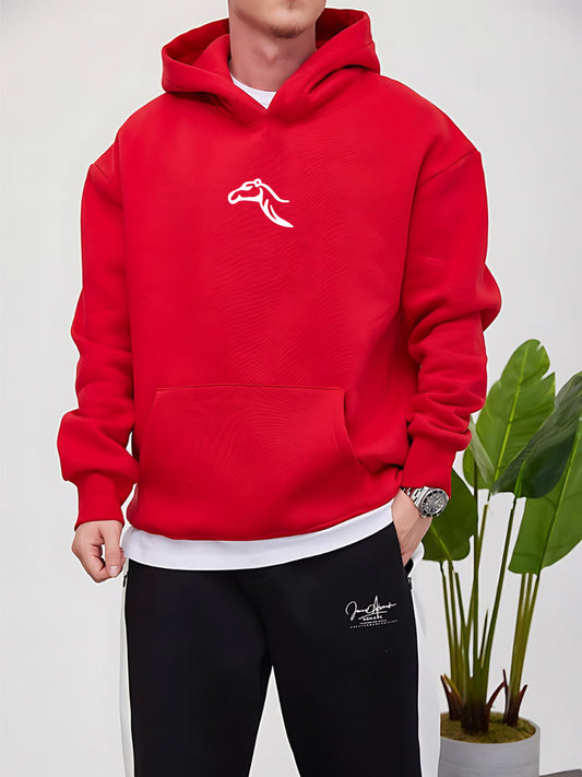 Red -camel- Printed Oversize Hoodie