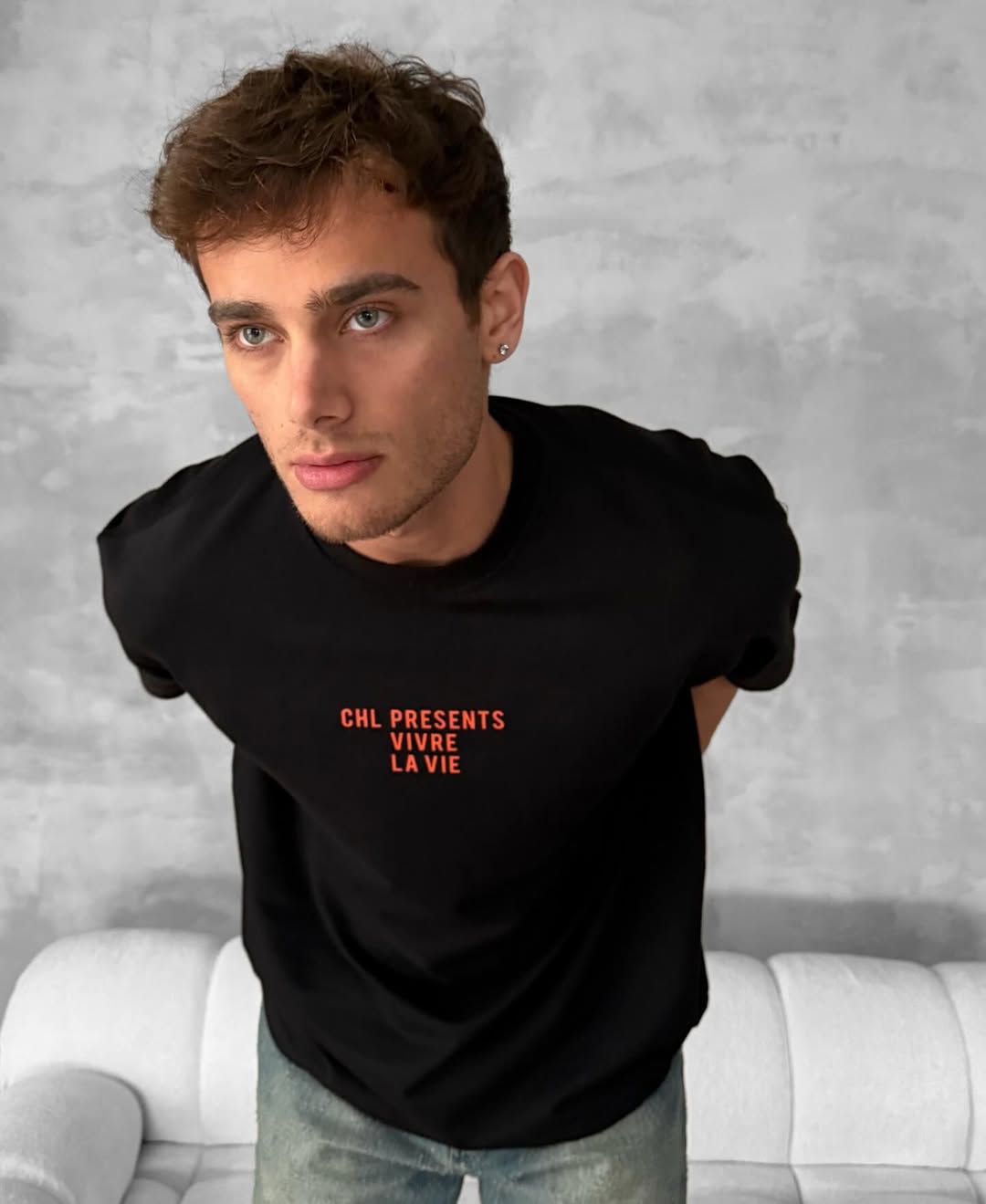 Black -Vivre La Vie- Printed Oversize T-Shirt