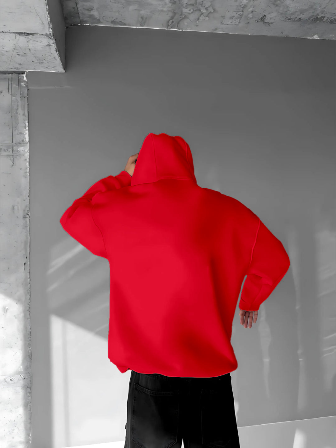 Red -heart- Printed Oversize Hoodie