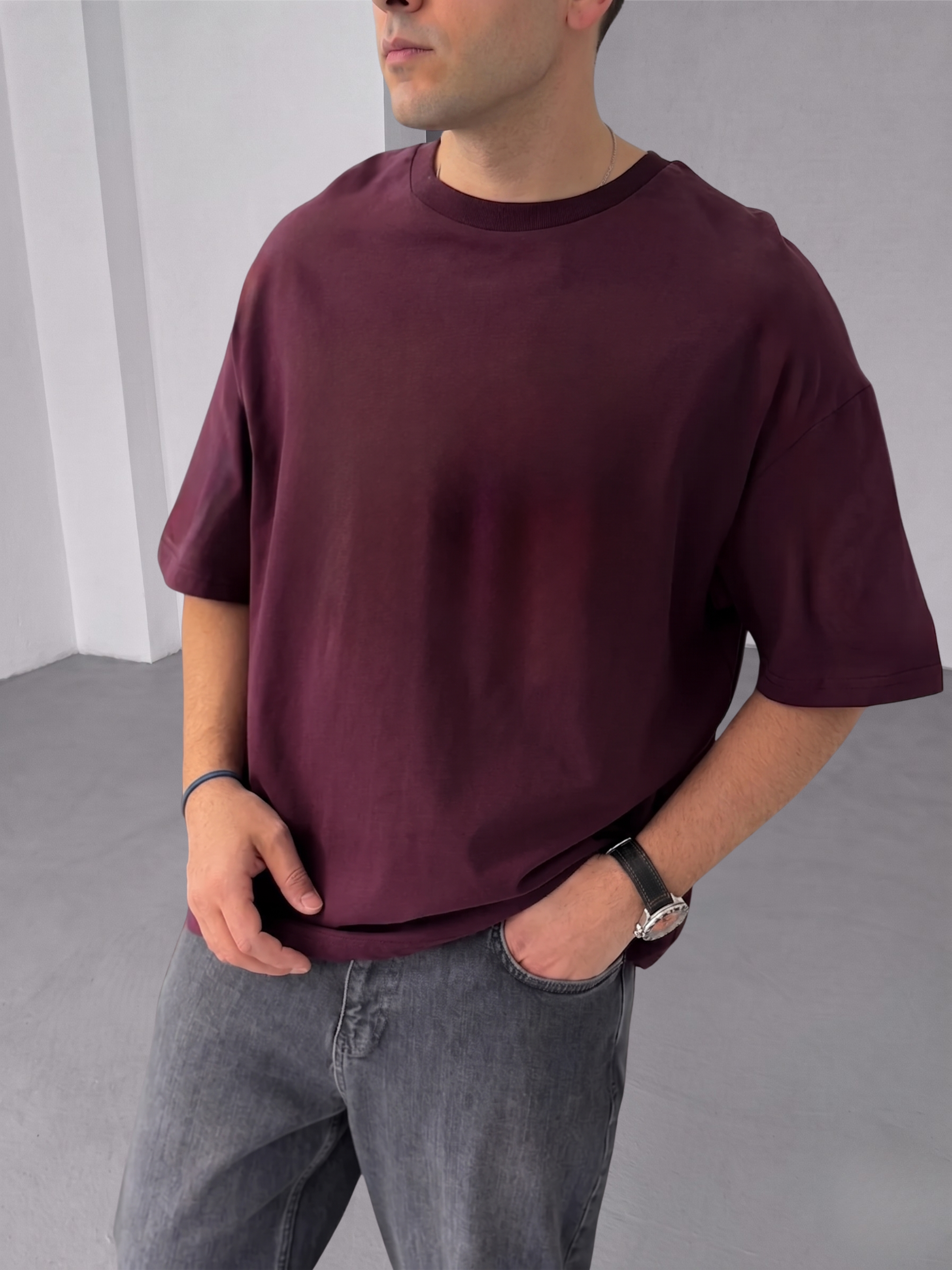 Premium Burgundy Basic Oversize T-Shirt