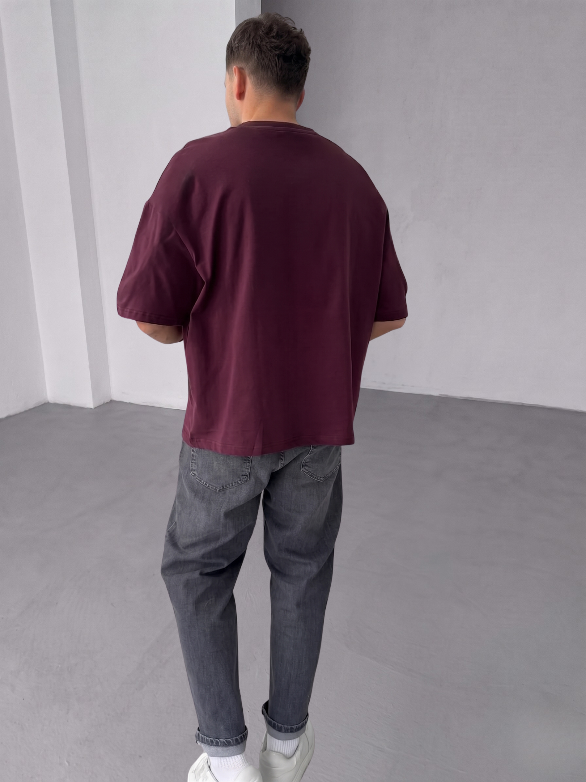Premium Burgundy -Silly Goose- Printed Oversize T-Shirt