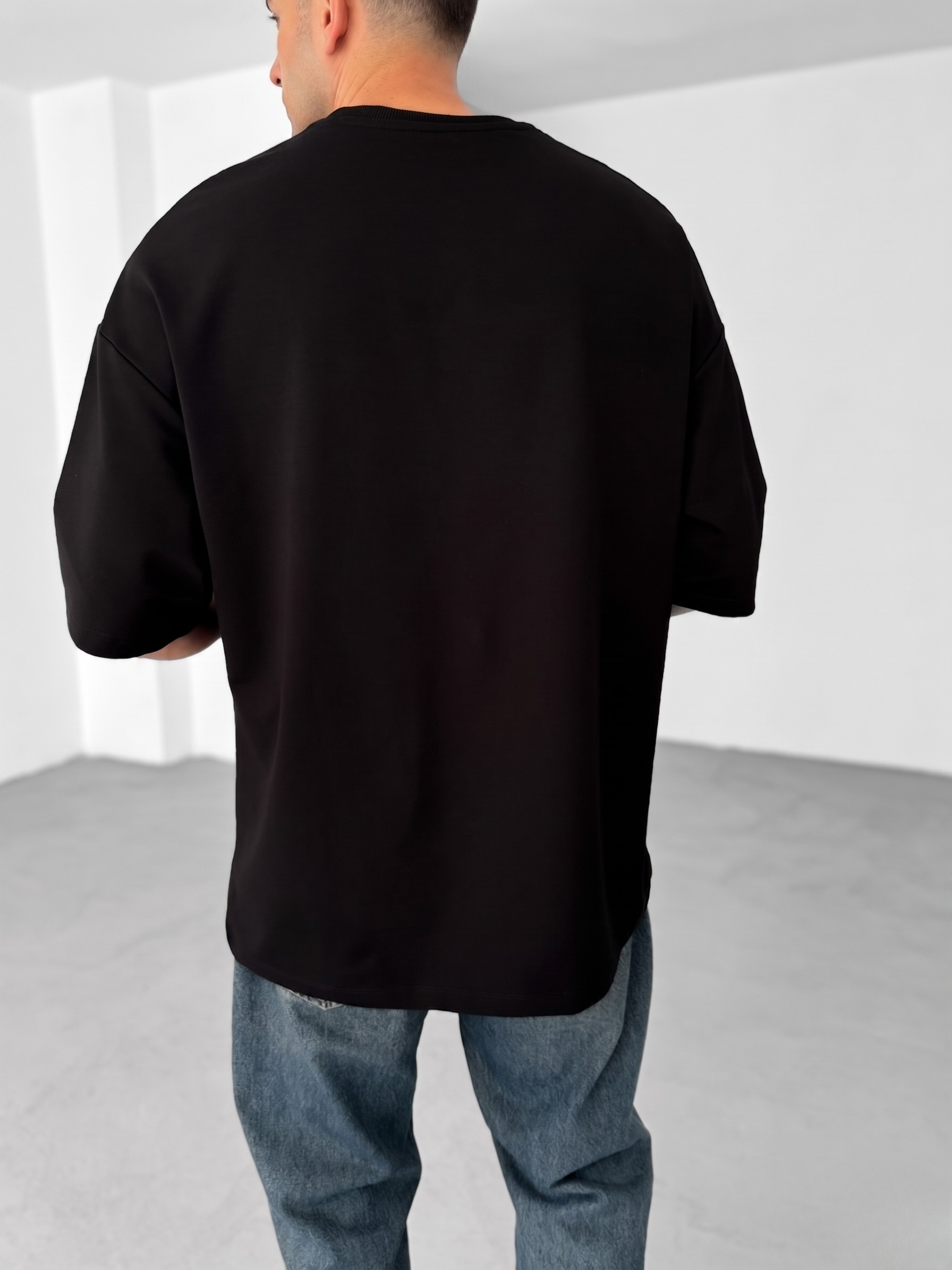 Premium Black -Overthinking- Printed Oversize T-Shirt