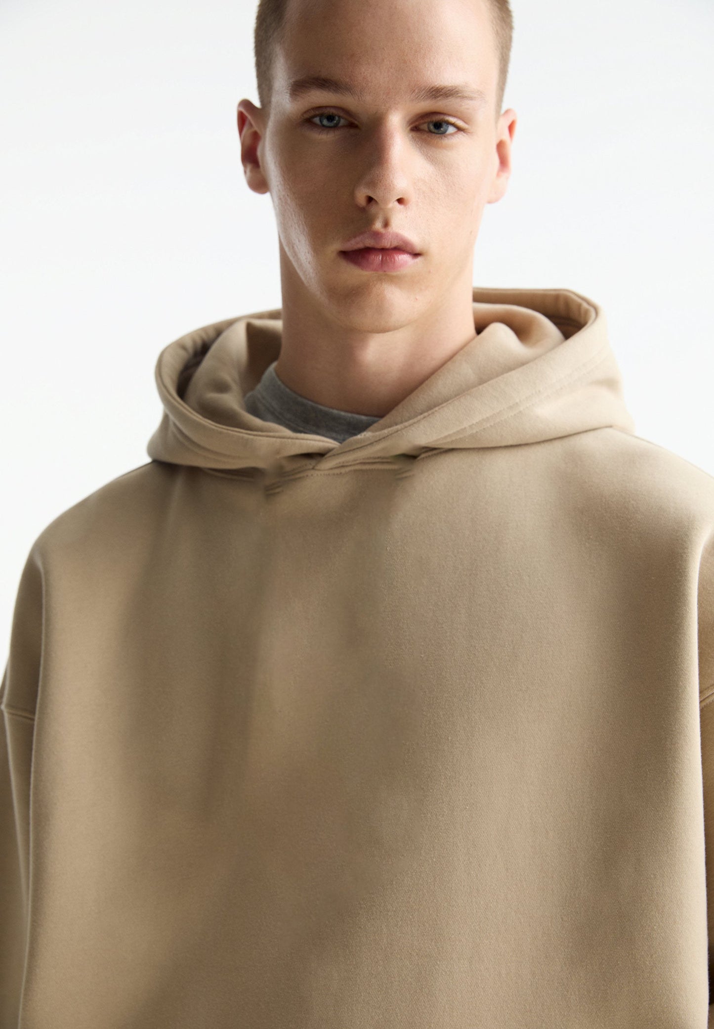 Beige Basic Oversize Hoodie