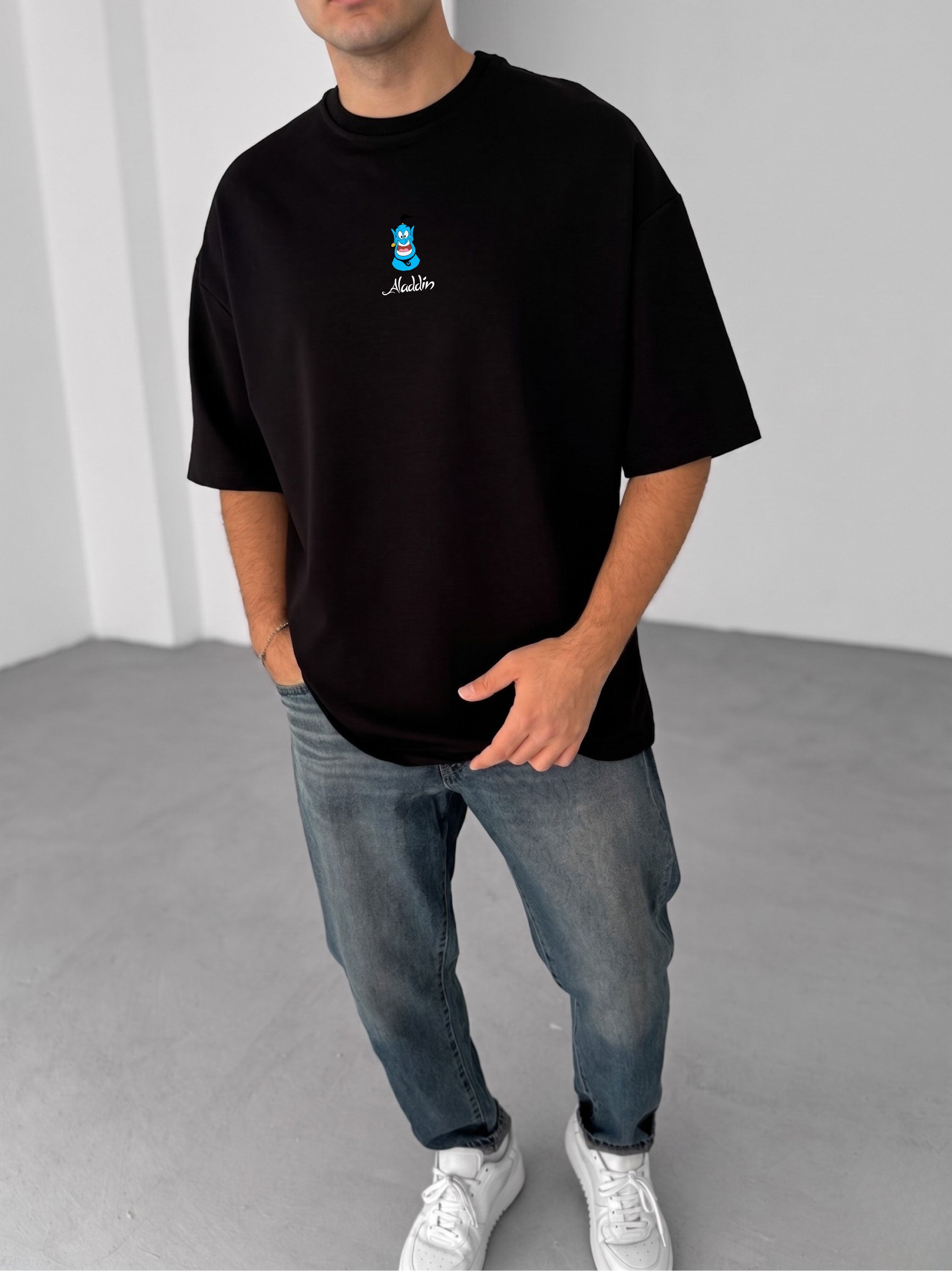 Premium Black -Aladdin- Printed Oversize T-Shirt