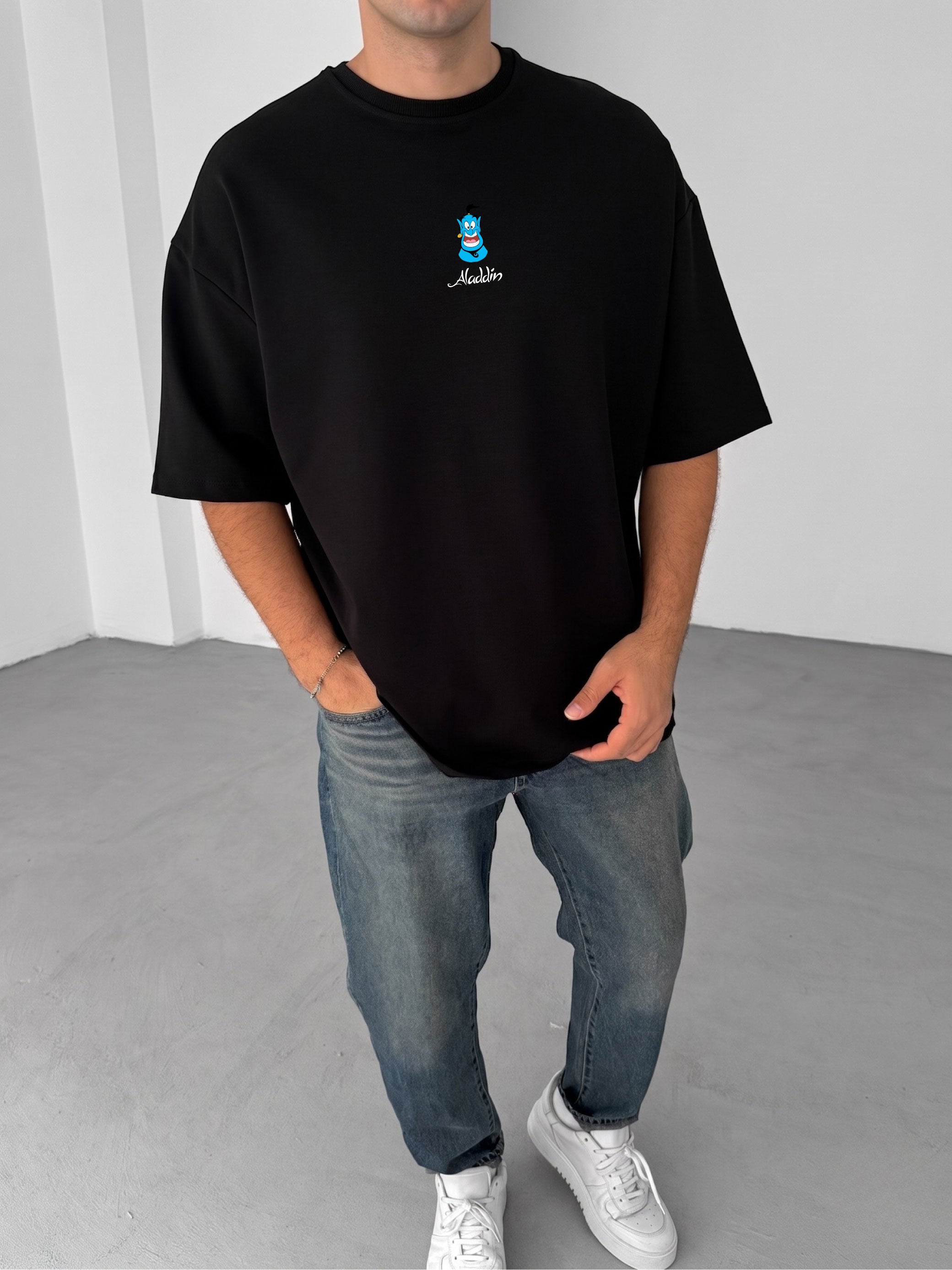 Premium Black -Aladdin- Printed Oversize T-Shirt