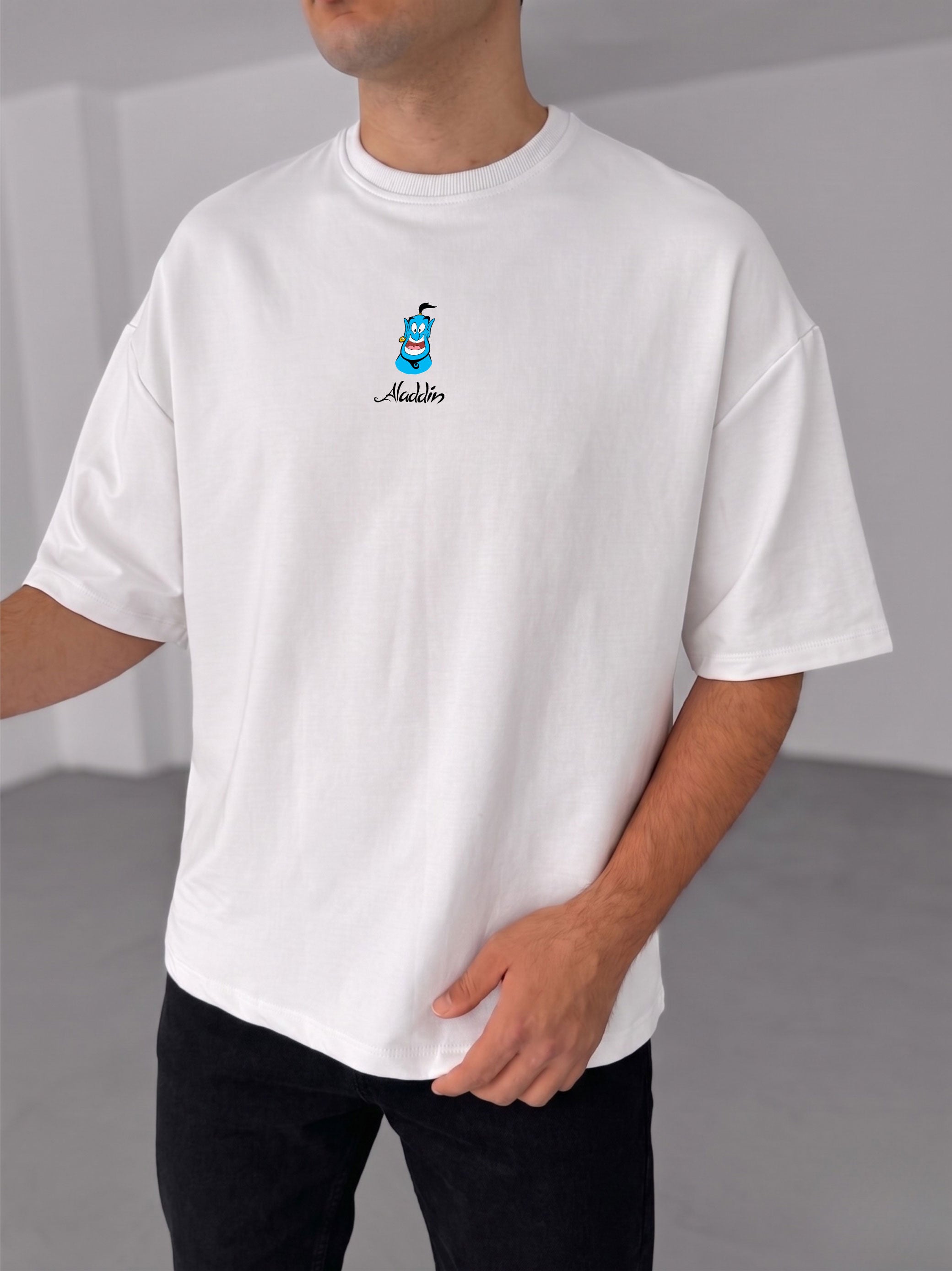 Premium White -Aladdin- Printed Oversize T-Shirt
