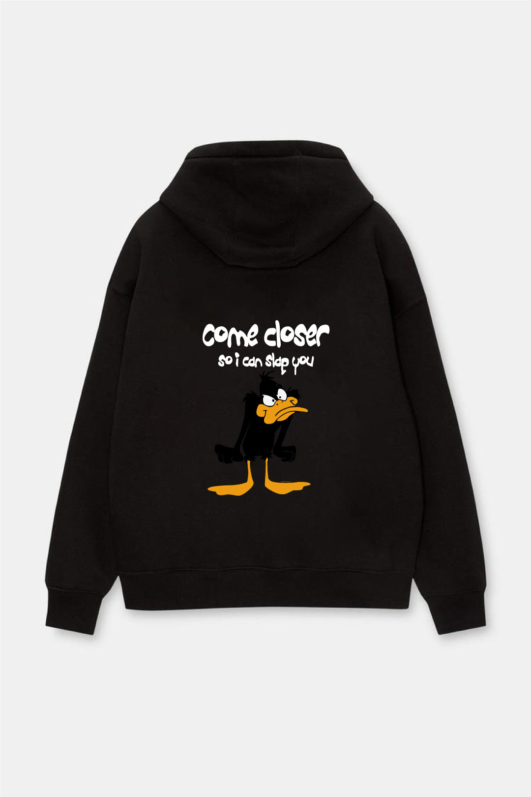 Black -Slap- Printed Oversize Hoodie