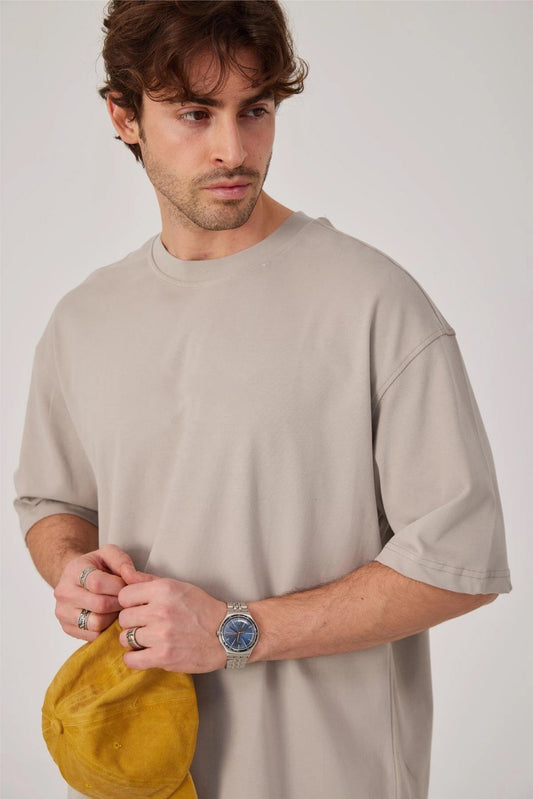 Beige Basic Oversize T-Shirt