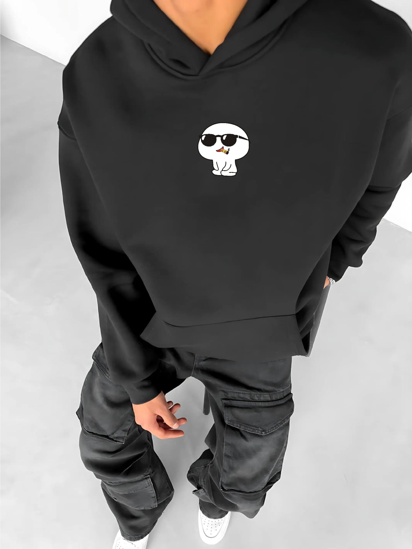 Black -cool gang- Printed Oversize Hoodie