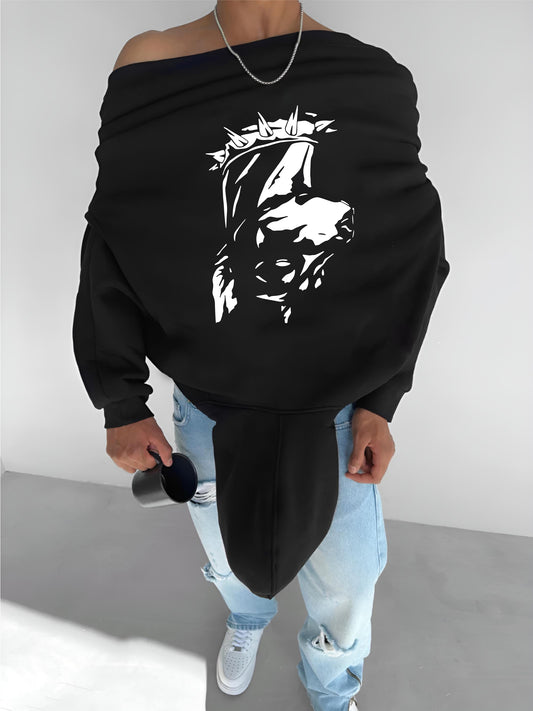 Black -Cthdream- Printed Oversize Hoodie