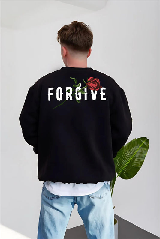 Black -forgive- Printed Oversize Sweatshirt