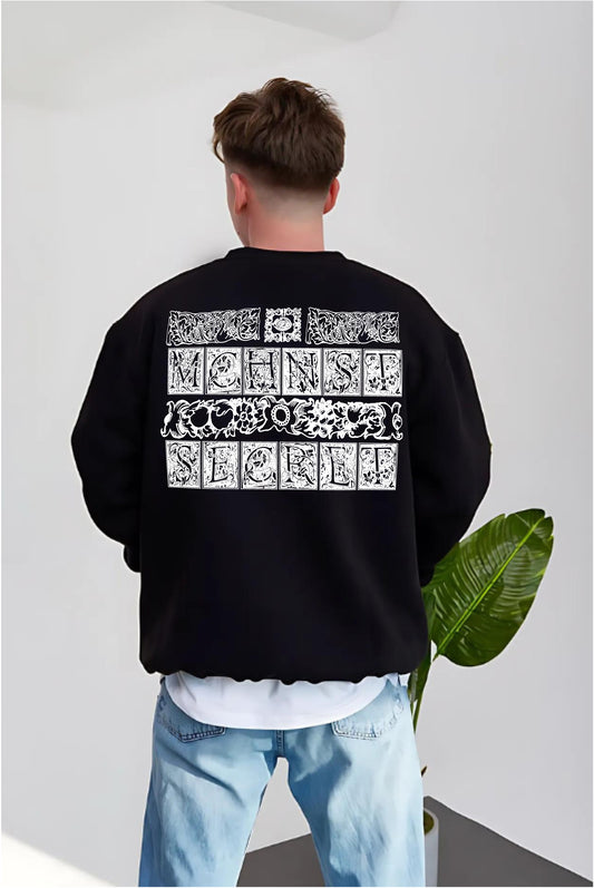 Black -machinest- Printed Oversize Sweatshirt