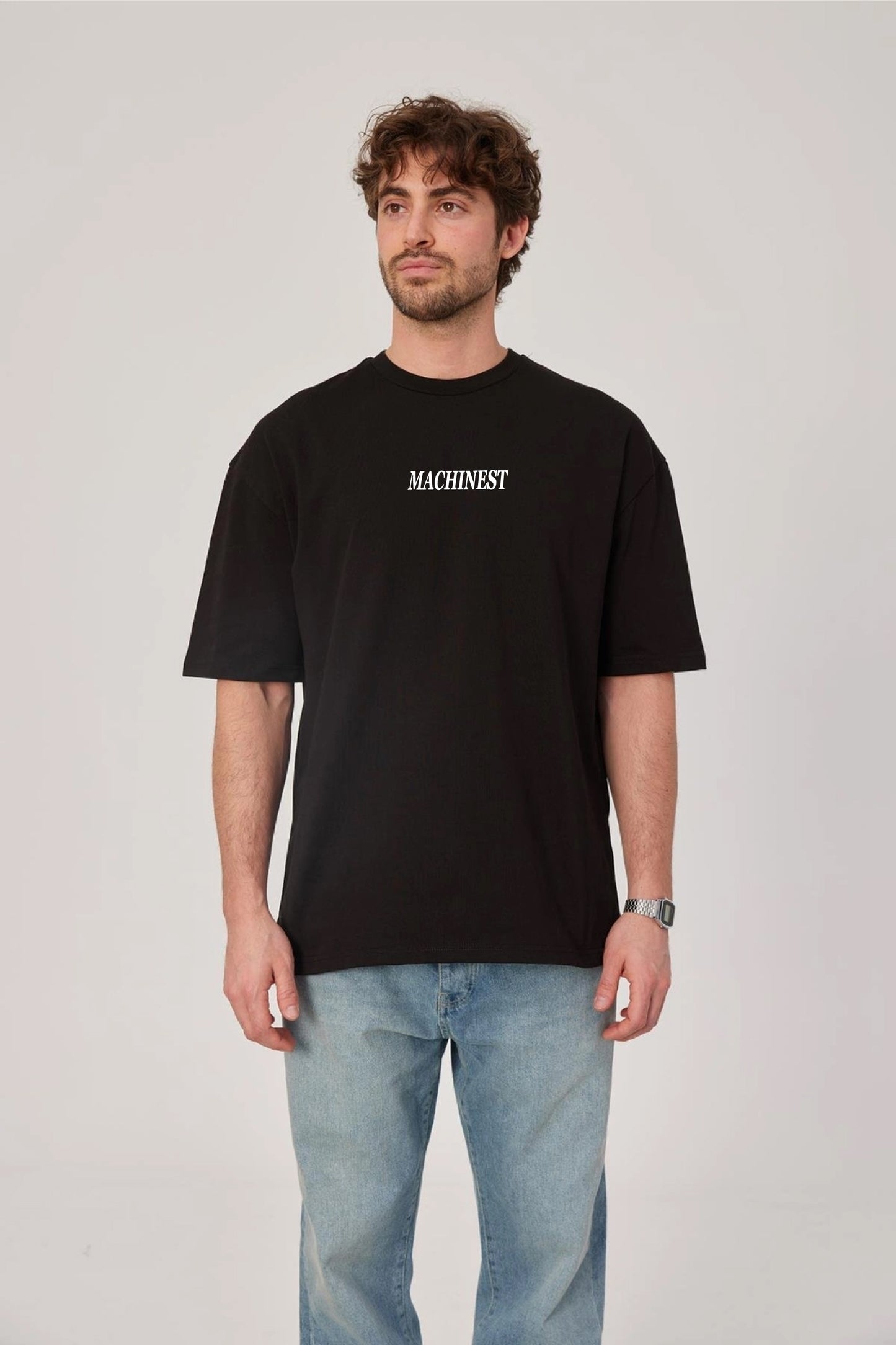 Black -machinest- Printed Oversize T-Shirt