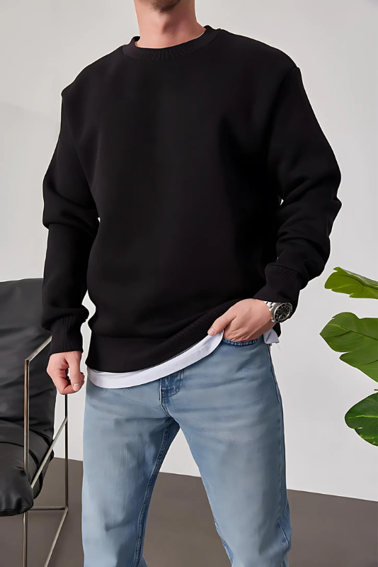 Black Basic Oversize Sweatshirt