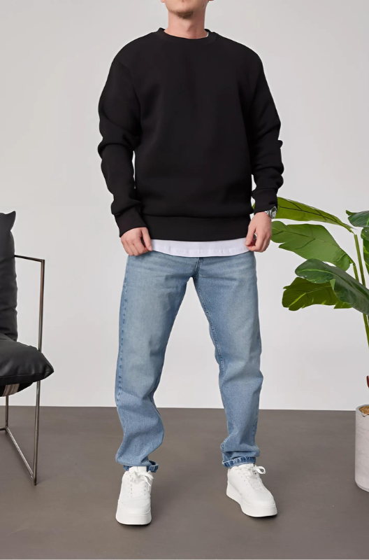 Black Basic Oversize Sweatshirt