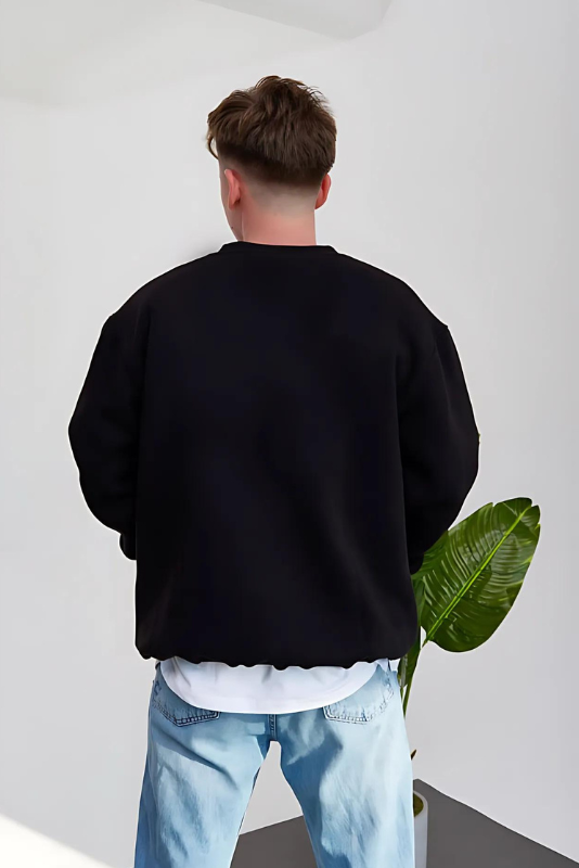 Black Basic Oversize Sweatshirt