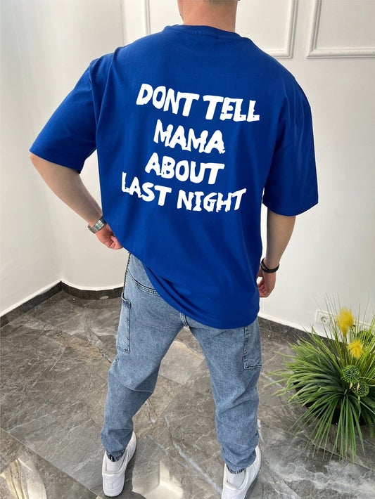 Royal Blue -vip night- Printed Oversize T-Shirt