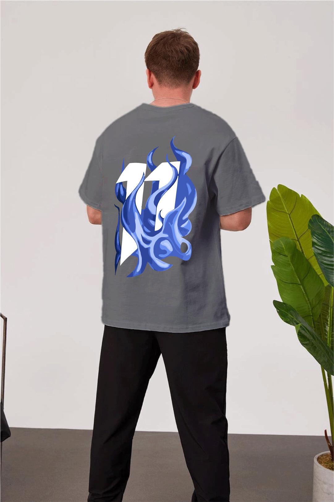 Smoked -Burn- Printed Oversize T-Shirt