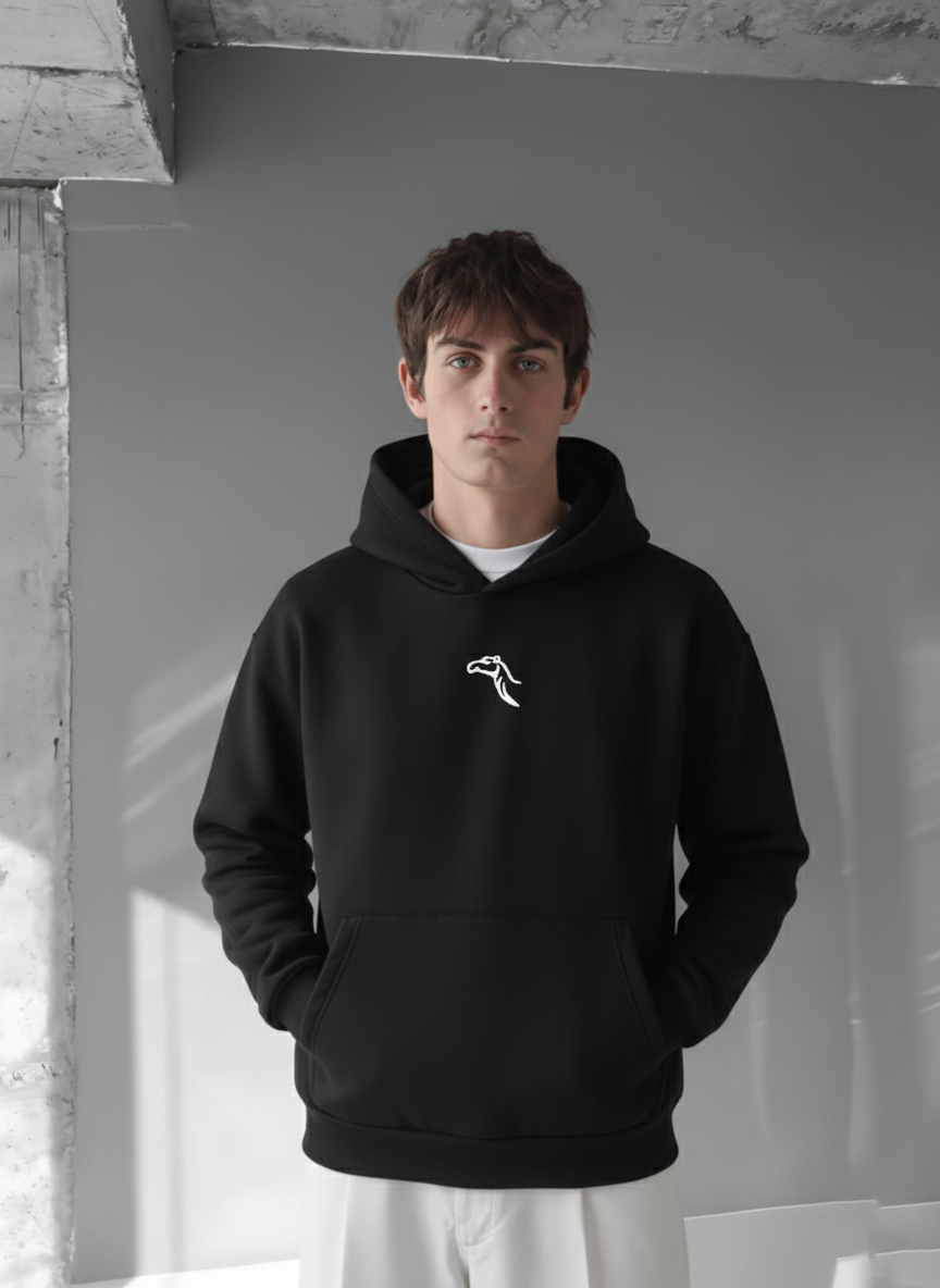 Black -camel- Printed Oversize Hoodie